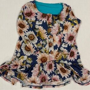 Posh Peanut Size 2T Long Sleeve Peplum Snap Top Swing Bamboo